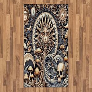 Ambesonne Classic Area Rug, Hedonistic Pampered Room in Muted Tones Neutral Colors Rich Ornament, Flat Woven Accent Rug for Living Room Bedroom Dining Room, 4′ X 5′ 7″, Coconut and Off White(Blue Violet Pale Brown)