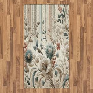 Ambesonne Classic Area Rug, Hedonistic Pampered Room in Muted Tones Neutral Colors Rich Ornament, Flat Woven Accent Rug for Living Room Bedroom Dining Room, 4′ X 5′ 7″, Coconut and Off White(Eggshell Pale Slate Blue)