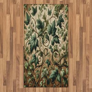 Ambesonne Classic Area Rug, Hedonistic Pampered Room in Muted Tones Neutral Colors Rich Ornament, Flat Woven Accent Rug for Living Room Bedroom Dining Room, 4′ X 5′ 7″, Coconut and Off White(Pale Brown Hunter Green)
