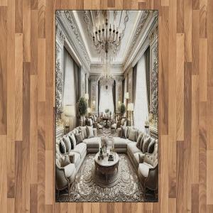 Ambesonne Classic Area Rug, Hedonistic Pampered Room in Muted Tones Neutral Colors Rich Ornament, Flat Woven Accent Rug for Living Room Bedroom Dining Room, 4′ X 5′ 7″, Coconut and Off White(Coconut and Off White)