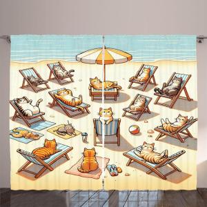 Ambesonne Classic Curtains, Extravagant Hall with Oceanic and Neutral Color Details Room View Print, Living Room Bedroom Window Drapes 2 Panel Set, 108″ X 90″, Coconut and Sea Blue(Beige Orange Pale Blue)
