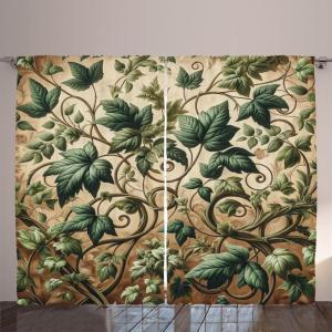Ambesonne Classic Curtains, Extravagant Hall with Oceanic and Neutral Color Details Room View Print, Living Room Bedroom Window Drapes 2 Panel Set, 108″ X 90″, Coconut and Sea Blue(Pale Brown Hunter Green)