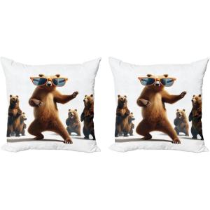 Ambesonne Classic Decorative Throw Pillow Case Pack of 2, Extravagant Hall with Oceanic and Neutral Color Details Room View Print, Couch Bedroom Living Room Cushion Cover, 18″, Coconut and Sea Blue(Chocolate White)