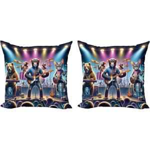 Ambesonne Classic Decorative Throw Pillow Case Pack of 2, Extravagant Hall with Oceanic and Neutral Color Details Room View Print, Couch Bedroom Living Room Cushion Cover, 18″, Coconut and Sea Blue(Blue Purple and Pale Mustard)