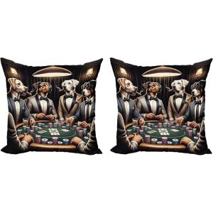 Ambesonne Classic Decorative Throw Pillow Case Pack of 2, Extravagant Hall with Oceanic and Neutral Color Details Room View Print, Couch Bedroom Living Room Cushion Cover, 18″, Coconut and Sea Blue(Brown Dark Green Grey)