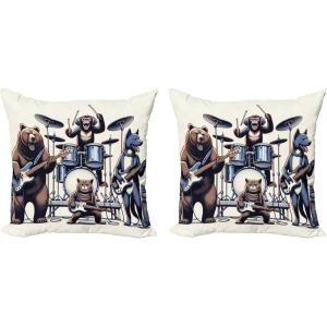Ambesonne Classic Decorative Throw Pillow Case Pack of 2, Extravagant Hall with Oceanic and Neutral Color Details Room View Print, Couch Bedroom Living Room Cushion Cover, 18″, Coconut and Sea Blue(Lavender Blue Brown White)