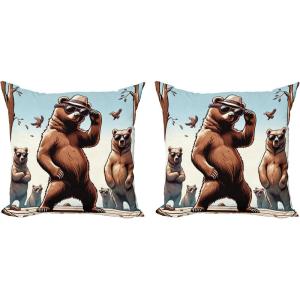 Ambesonne Classic Decorative Throw Pillow Case Pack of 2, Extravagant Hall with Oceanic and Neutral Color Details Room View Print, Couch Bedroom Living Room Cushion Cover, 18″, Coconut and Sea Blue(Pale Blue Umber and Chocolate)