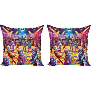Ambesonne Classic Decorative Throw Pillow Case Pack of 2, Extravagant Hall with Oceanic and Neutral Color Details Room View Print, Couch Bedroom Living Room Cushion Cover, 18″, Coconut and Sea Blue(Fuchsia Multicolor)