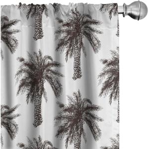 Ambesonne Eucalyptus Curtains, Modern Themed Branches on Marble Print Abstarct and Neutral Swirls, Window Treatments 2 Panel Set for Living Room Bedroom, Pair of – 28″ x 63″, Grey Teal and Sage Green(Brown White)