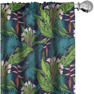 Ambesonne Eucalyptus Curtains, Modern Themed Branches on Marble Print Abstarct and Neutral Swirls, Window Treatments 2 Panel Set for Living Room Bedroom, Pair of – 28″ x 63″, Grey Teal and Sage Green(Teal Green)