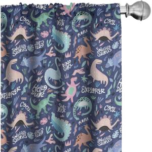 Ambesonne Eucalyptus Curtains, Modern Themed Branches on Marble Print Abstarct and Neutral Swirls, Window Treatments 2 Panel Set for Living Room Bedroom, Pair of – 28″ x 63″, Grey Teal and Sage Green(Dark Indigo and Multicolor)
