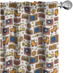 Ambesonne Eucalyptus Curtains, Modern Themed Branches on Marble Print Abstarct and Neutral Swirls, Window Treatments 2 Panel Set for Living Room Bedroom, Pair of – 28″ x 63″, Grey Teal and Sage Green(Mustard)