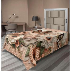 Ambesonne Eucalyptus Leaves Flat Sheet, Leafy Branches Summer Flowers on Neutral Marble Print Back, Soft Comfortable Top Sheet Decorative Bedding 1 Piece, Queen Size, Fern Green Pastel Yellow(Peach Peacock Green)