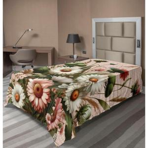 Ambesonne Eucalyptus Leaves Flat Sheet, Leafy Branches Summer Flowers on Neutral Marble Print Back, Soft Comfortable Top Sheet Decorative Bedding 1 Piece, Queen Size, Fern Green Pastel Yellow(Blush Forest Green Pink)