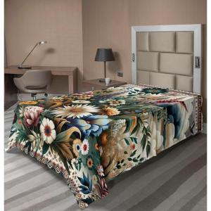Ambesonne Eucalyptus Leaves Flat Sheet, Leafy Branches Summer Flowers on Neutral Marble Print Back, Soft Comfortable Top Sheet Decorative Bedding 1 Piece, Queen Size, Fern Green Pastel Yellow(Dark Tan Multicolor)
