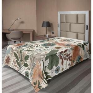 Ambesonne Eucalyptus Leaves Flat Sheet, Leafy Branches Summer Flowers on Neutral Marble Print Back, Soft Comfortable Top Sheet Decorative Bedding 1 Piece, Queen Size, Fern Green Pastel Yellow(Pale Rose Slate Blue)