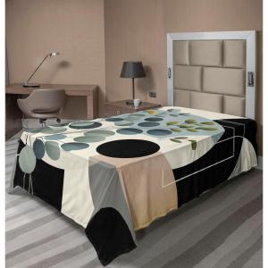 Ambesonne Eucalyptus Leaves Flat Sheet, Leafy Branches Summer Flowers on Neutral Marble Print Back, Soft Comfortable Top Sheet Decorative Bedding 1 Piece, Queen Size, Fern Green Pastel Yellow(Black Blue Grey and Green)