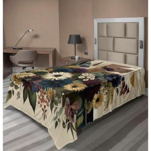 Ambesonne Eucalyptus Leaves Flat Sheet, Leafy Branches Summer Flowers on Neutral Marble Print Back, Soft Comfortable Top Sheet Decorative Bedding 1 Piece, Queen Size, Fern Green Pastel Yellow(Eggshell Maroon Green)