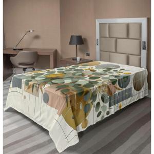 Ambesonne Eucalyptus Leaves Flat Sheet, Leafy Branches Summer Flowers on Neutral Marble Print Back, Soft Comfortable Top Sheet Decorative Bedding 1 Piece, Queen Size, Fern Green Pastel Yellow(Green Multicolor)