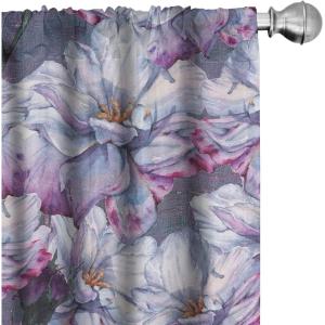 Ambesonne Exotic Curtains, Bird of Paradise Flowers Tropical Design Pattern Vintage Hawaiian Style, Window Treatments 2 Panel Set for Living Room Bedroom, Pair of – 28″ x 95″, Marigold Green Eggshell(Purpleblue Lilac and Fuchsia)