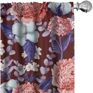 Ambesonne Exotic Curtains, Bird of Paradise Flowers Tropical Design Pattern Vintage Hawaiian Style, Window Treatments 2 Panel Set for Living Room Bedroom, Pair of – 28″ x 95″, Marigold Green Eggshell(Maroon Mauve Salmon)