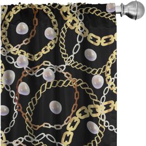 Ambesonne Exotic Curtains, Bird of Paradise Flowers Tropical Design Pattern Vintage Hawaiian Style, Window Treatments 2 Panel Set for Living Room Bedroom, Pair of – 28″ x 95″, Marigold Green Eggshell(Black Mustard and Mauve)
