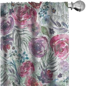 Ambesonne Exotic Curtains, Bird of Paradise Flowers Tropical Design Pattern Vintage Hawaiian Style, Window Treatments 2 Panel Set for Living Room Bedroom, Pair of – 28″ x 95″, Marigold Green Eggshell(White Multicolor)