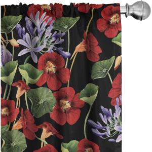 Ambesonne Exotic Curtains, Bird of Paradise Flowers Tropical Design Pattern Vintage Hawaiian Style, Window Treatments 2 Panel Set for Living Room Bedroom, Pair of – 28″ x 95″, Marigold Green Eggshell(Vermilion Green and Lilac)