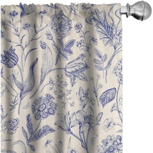 Ambesonne Exotic Curtains, Bird of Paradise Flowers Tropical Design Pattern Vintage Hawaiian Style, Window Treatments 2 Panel Set for Living Room Bedroom, Pair of – 28″ x 95″, Marigold Green Eggshell(Ivory and Blue Violet)