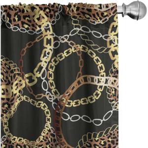 Ambesonne Exotic Curtains, Bird of Paradise Flowers Tropical Design Pattern Vintage Hawaiian Style, Window Treatments 2 Panel Set for Living Room Bedroom, Pair of – 28″ x 95″, Marigold Green Eggshell(Pale Brown Mustard and Black)