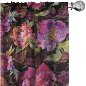 Ambesonne Exotic Curtains, Bird of Paradise Flowers Tropical Design Pattern Vintage Hawaiian Style, Window Treatments 2 Panel Set for Living Room Bedroom, Pair of – 28″ x 95″, Marigold Green Eggshell(Purple Pink Salmon)