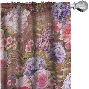 Ambesonne Exotic Curtains, Bird of Paradise Flowers Tropical Design Pattern Vintage Hawaiian Style, Window Treatments 2 Panel Set for Living Room Bedroom, Pair of – 28″ x 95″, Marigold Green Eggshell(Cinnamon Pink and Violet)