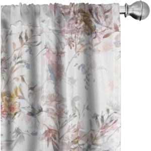 Ambesonne Exotic Curtains, Bird of Paradise Flowers Tropical Design Pattern Vintage Hawaiian Style, Window Treatments 2 Panel Set for Living Room Bedroom, Pair of – 28″ x 95″, Marigold Green Eggshell(Rose and Blue Grey)