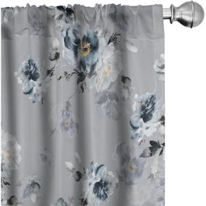 Ambesonne Exotic Curtains, Bird of Paradise Flowers Tropical Design Pattern Vintage Hawaiian Style, Window Treatments 2 Panel Set for Living Room Bedroom, Pair of – 28″ x 95″, Marigold Green Eggshell(Pale Blue Grey and Marigold)