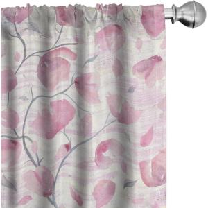 Ambesonne Exotic Curtains, Bird of Paradise Flowers Tropical Design Pattern Vintage Hawaiian Style, Window Treatments 2 Panel Set for Living Room Bedroom, Pair of – 28″ x 95″, Marigold Green Eggshell(Pink Blue Grey and Ivory)