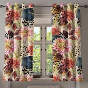 Ambesonne Falling Leaves Grommet Curtain, Romantic Fall Themed Leafy Pattern on Cream Boho Back Neutral Colors, Decorative 2-Panel Window Drapes for Bedroom Living Room, 50″ x 54″, Cream Pale Maroon(Pastel Pink and Dark Rust)