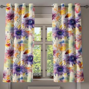 Ambesonne Falling Leaves Grommet Curtain, Romantic Fall Themed Leafy Pattern on Cream Boho Back Neutral Colors, Decorative 2-Panel Window Drapes for Bedroom Living Room, 50″ x 54″, Cream Pale Maroon(Pale Yellow Lavender)