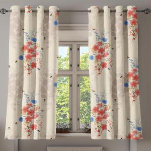 Ambesonne Falling Leaves Grommet Curtain, Romantic Fall Themed Leafy Pattern on Cream Boho Back Neutral Colors, Decorative 2-Panel Window Drapes for Bedroom Living Room, 50″ x 54″, Cream Pale Maroon(Cream Dark Coral Dark Tan)