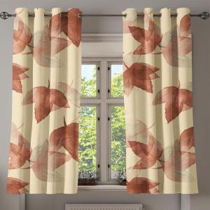 Ambesonne Falling Leaves Grommet Curtain, Romantic Fall Themed Leafy Pattern on Cream Boho Back Neutral Colors, Decorative 2-Panel Window Drapes for Bedroom Living Room, 50″ x 54″, Cream Pale Maroon(Cream Pale Maroon)