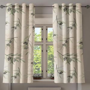 Ambesonne Falling Leaves Grommet Curtain, Romantic Fall Themed Leafy Pattern on Cream Boho Back Neutral Colors, Decorative 2-Panel Window Drapes for Bedroom Living Room, 50″ x 54″, Cream Pale Maroon(Eggshell Laurel Green)
