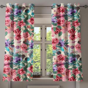 Ambesonne Falling Leaves Grommet Curtain, Romantic Fall Themed Leafy Pattern on Cream Boho Back Neutral Colors, Decorative 2-Panel Window Drapes for Bedroom Living Room, 50″ x 54″, Cream Pale Maroon(Jade Green Pastel Pink)