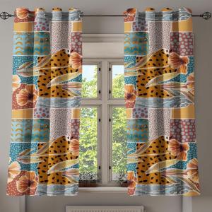 Ambesonne Falling Leaves Grommet Curtain, Romantic Fall Themed Leafy Pattern on Cream Boho Back Neutral Colors, Decorative 2-Panel Window Drapes for Bedroom Living Room, 50″ x 54″, Cream Pale Maroon(Pale Blue Grey and Orange)