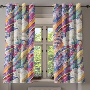 Ambesonne Falling Leaves Grommet Curtain, Romantic Fall Themed Leafy Pattern on Cream Boho Back Neutral Colors, Decorative 2-Panel Window Drapes for Bedroom Living Room, 50″ x 54″, Cream Pale Maroon(Multicolor Ivory)