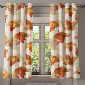 Ambesonne Falling Leaves Grommet Curtain, Romantic Fall Themed Leafy Pattern on Cream Boho Back Neutral Colors, Decorative 2-Panel Window Drapes for Bedroom Living Room, 50″ x 54″, Cream Pale Maroon(Pistachio Green Cinnamon)