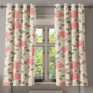 Ambesonne Falling Leaves Grommet Curtain, Romantic Fall Themed Leafy Pattern on Cream Boho Back Neutral Colors, Decorative 2-Panel Window Drapes for Bedroom Living Room, 50″ x 54″, Cream Pale Maroon(Cream Pale Pink Sepia)