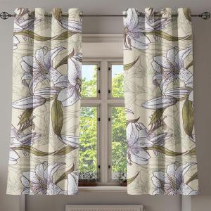 Ambesonne Falling Leaves Grommet Curtain, Romantic Fall Themed Leafy Pattern on Cream Boho Back Neutral Colors, Decorative 2-Panel Window Drapes for Bedroom Living Room, 50″ x 54″, Cream Pale Maroon(Olive Green Pale Camel)