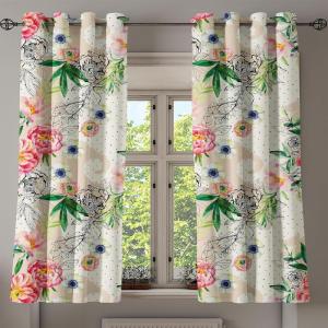 Ambesonne Falling Leaves Grommet Curtain, Romantic Fall Themed Leafy Pattern on Cream Boho Back Neutral Colors, Decorative 2-Panel Window Drapes for Bedroom Living Room, 50″ x 54″, Cream Pale Maroon(Hunter Green and Dark Coral)