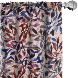 Ambesonne Floral Boho Curtains, Dreamy Autumn Time Flowers Pattern with Romantic Aura Neutral Art, Window Treatments 2 Panel Set for Living Room Bedroom, Pair of – 28″ x 95″, Pale Pink Coral White(Dark Rust Lavender and Blue)
