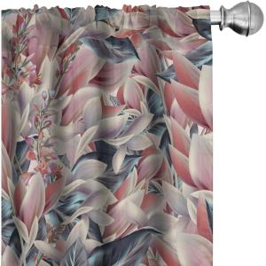 Ambesonne Floral Boho Curtains, Dreamy Autumn Time Flowers Pattern with Romantic Aura Neutral Art, Window Treatments 2 Panel Set for Living Room Bedroom, Pair of – 28″ x 95″, Pale Pink Coral White(Pale Maroon and Dark Teal)