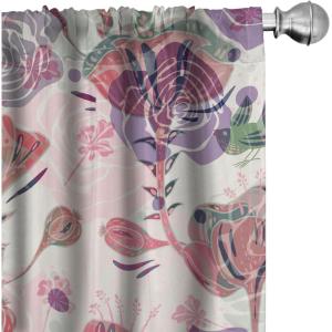 Ambesonne Floral Boho Curtains, Dreamy Autumn Time Flowers Pattern with Romantic Aura Neutral Art, Window Treatments 2 Panel Set for Living Room Bedroom, Pair of – 28″ x 95″, Pale Pink Coral White(Pale Pink Coral)